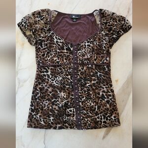 Y2K AB Studio Leopard Print Shirt